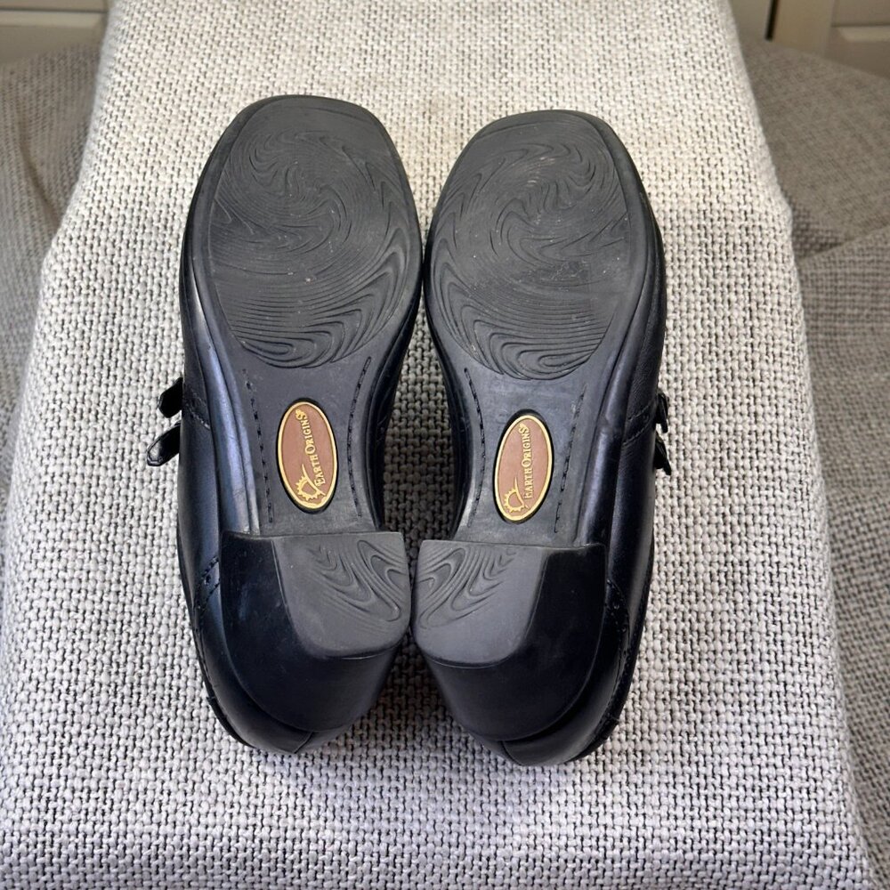 Earth Origins Carma 5 Black Leather Wingtip Slip On Square Toe Comfort Shoe Sz 7 - Picture 7 of 7